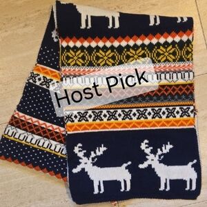 Lovarzi Unisex Festive Reindeer Reversible Knit Scarf
